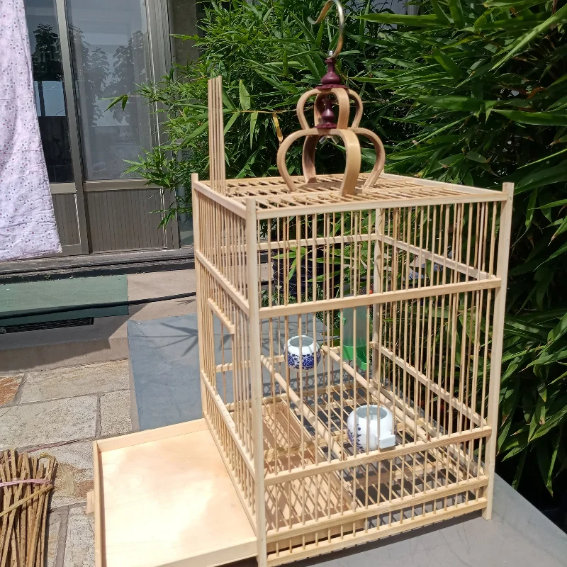 

Бамбуковая птичья клетка, аксессуар для попугаев, одиночная клетка для птиц, птичьи домики, клетка для разведения BS50NL