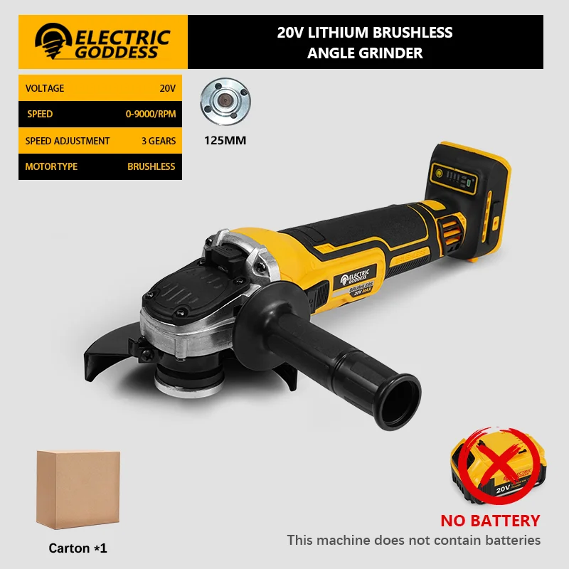 

Бесщеточная угловая шлифовальная машина ELECTRIC GODDESS 125 мм 20В