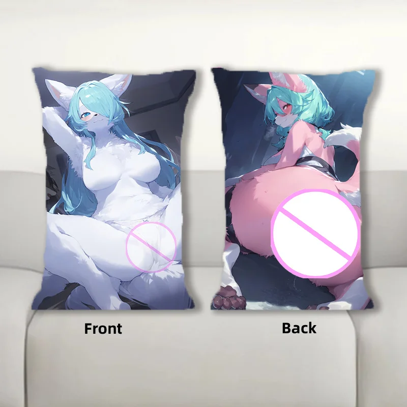 Dakimakura Furry Beast Ear Niang Аниме Подушка для тела Двусторонний принт Половина Постельное