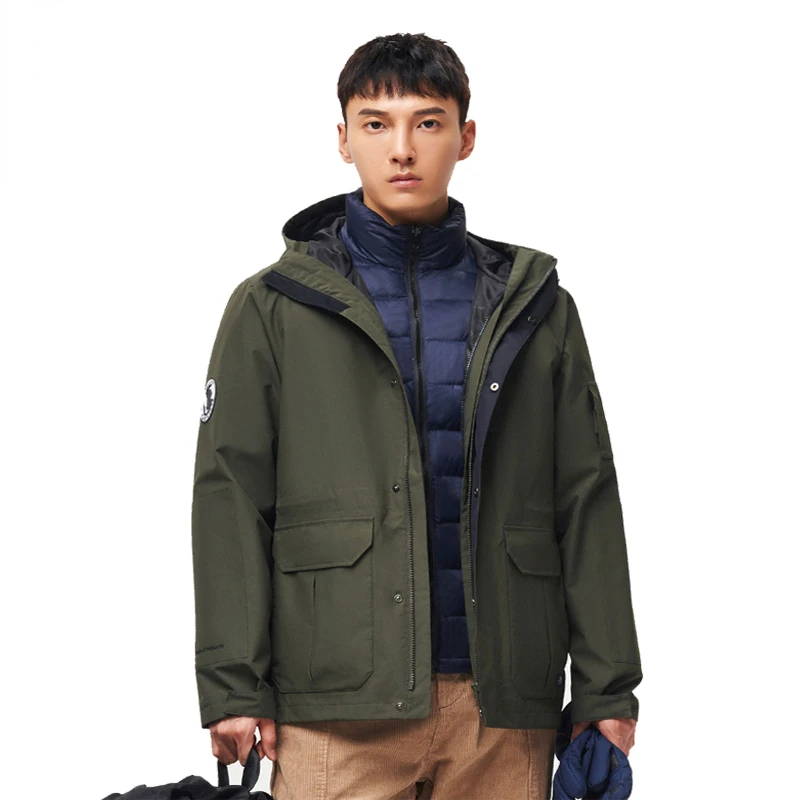 

Youpin PELLIOT Down Jacket Men 3 In 1 Thicken Outdoor Wind-proof Warm Winter Down Coats Male Detachable Hat Casual Parka Coat
