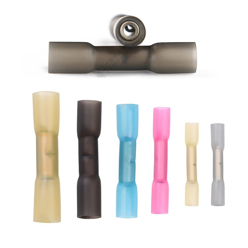 

20-100 PCS Waterproof Electrical Wire Connectors Heat Shrink Solder Butt Terminals IP67 Seal Cable Crimping Insulated Splices
