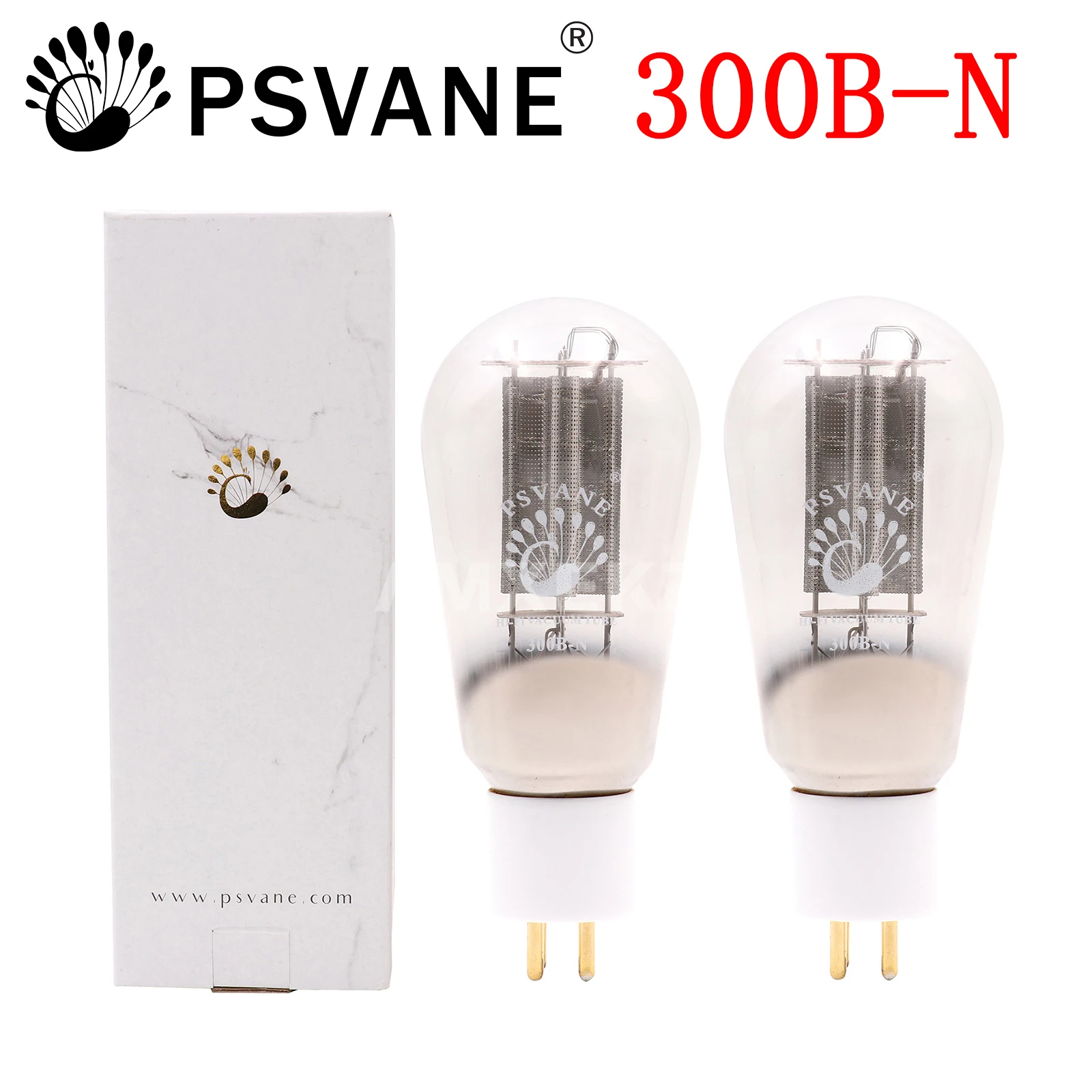 

PSVANE 300B-N Vacuum Tube Replaces WE300B E-300B 300B-TII A300B 300B Series Eggplant Screen White Base Gold Feet Matched Quad