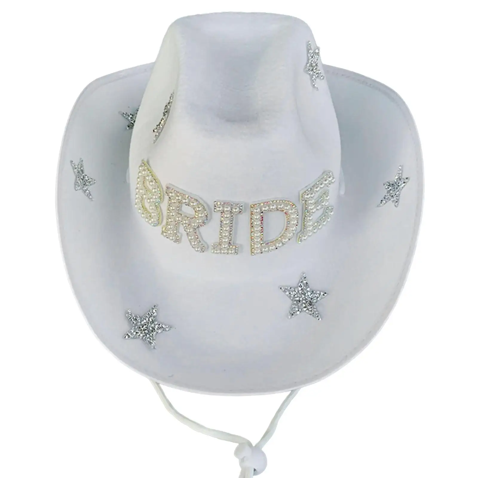 

Felt Cloth White Blinking Rhinestone Bridal Cowgirl Hat Cowboy Hat, for Cosplay Party Costumes Accessories Lightweight Portable