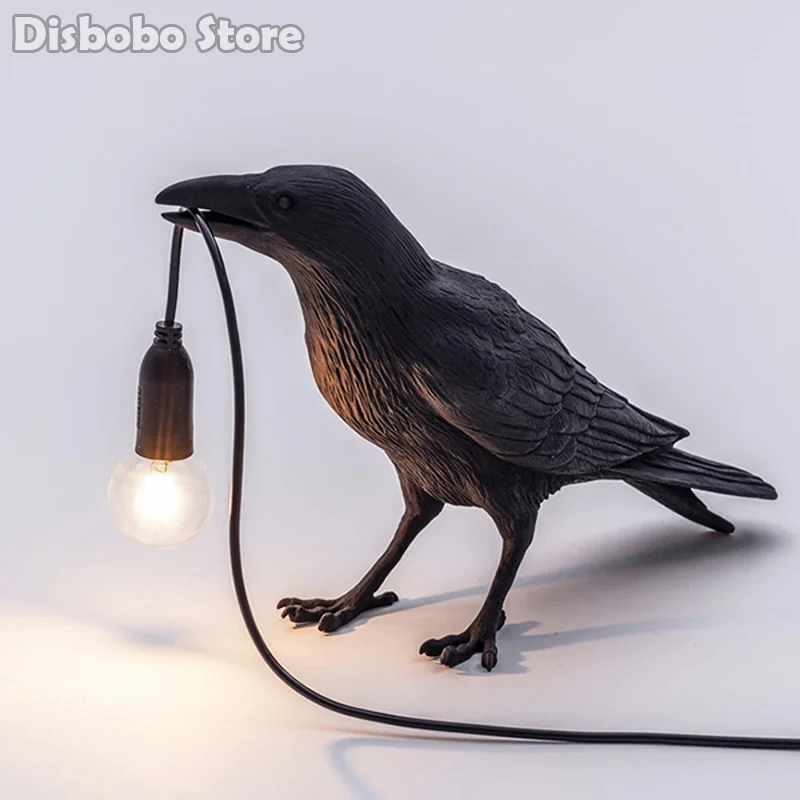 

Resin Lucky Bird Led Table Lamp Wall Decor Night Light Home Decorating Items Birds Decoration Crow Indoor Lighting Lights