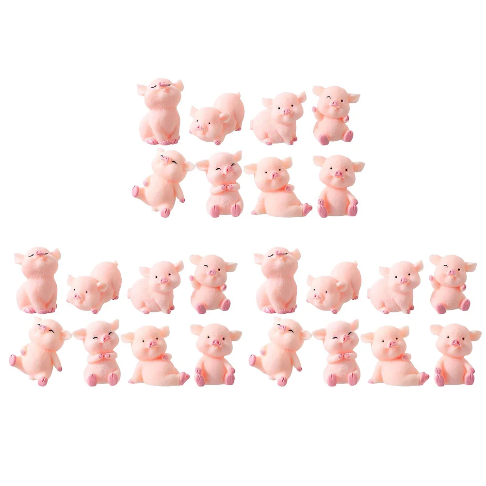 

Mini Animal Figurine Miniature Figurines Piggy Statue Decor Resin Small Farm Adornment Ornaments Bookshelf Model