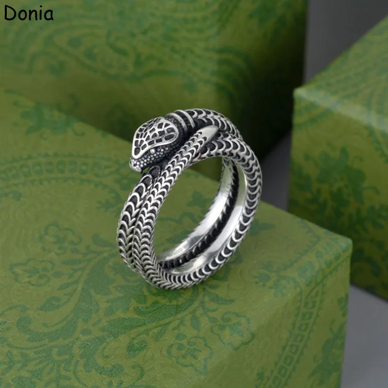 

Donia jewelry European and American fashion retro snake silver ring new luxury couple men and women rings