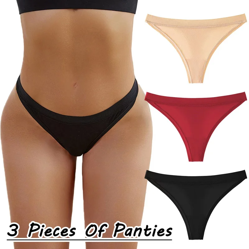 Sexy Hot 3-Pack Ladies Thong Plus Size Ladies Underpants Low Waist Briefs T-Pants Cotton Hip Lifter Panties