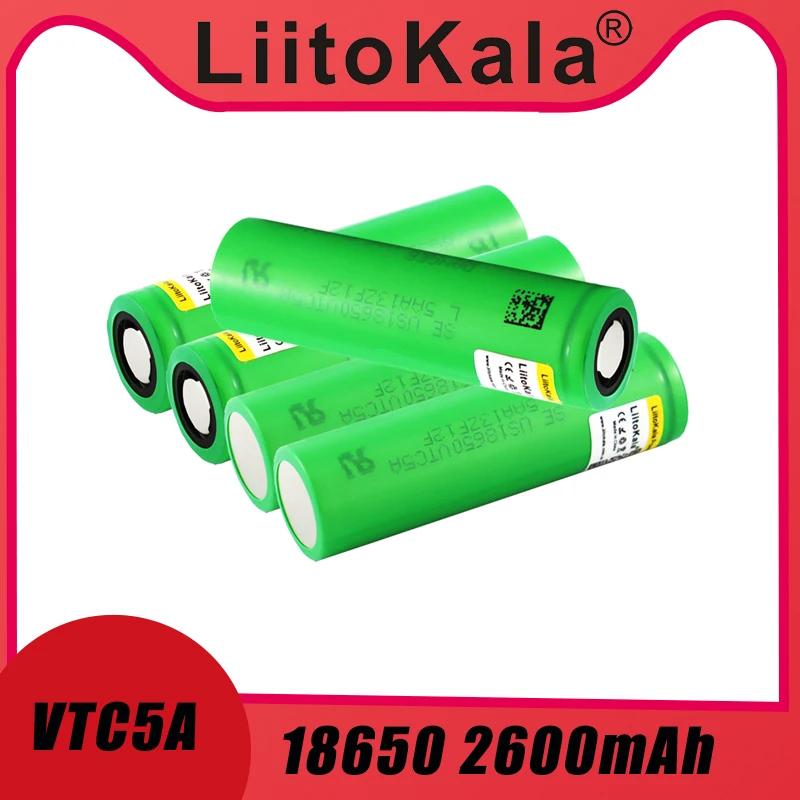 Liitokala Pulse 60A Discharge Original 3.6V 18650 US18650 VTC5A 2600mAh High Drain 40A Battery