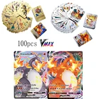 100 шт., новые английские французские карты pokemon, голограмма, коллекция энергии, торговая карта, Золотая фольга, игра, коллекционная карта