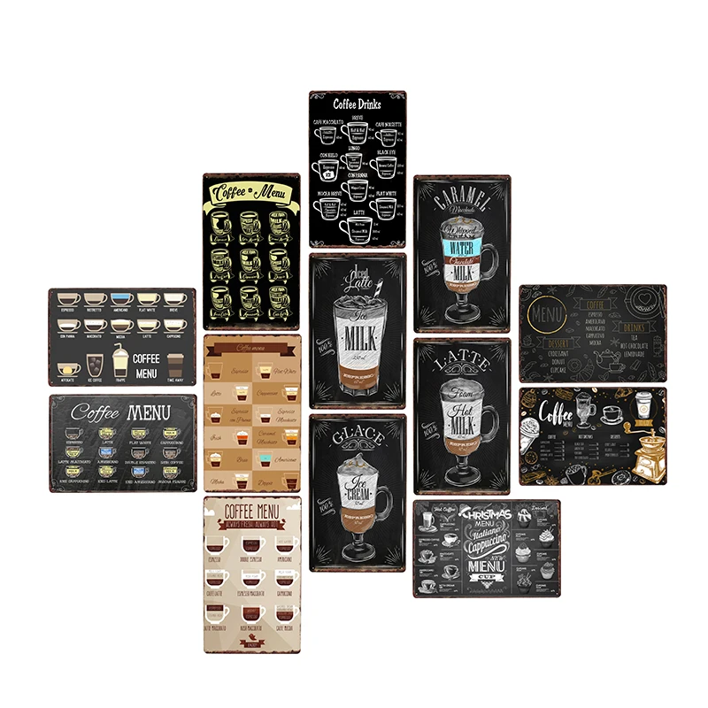 

Coffee Menu Metal Sign Vintage For Cafe Bar Pub Wall Decor Home Decor Tin Signs Plaque Retro Plate Retro Poster