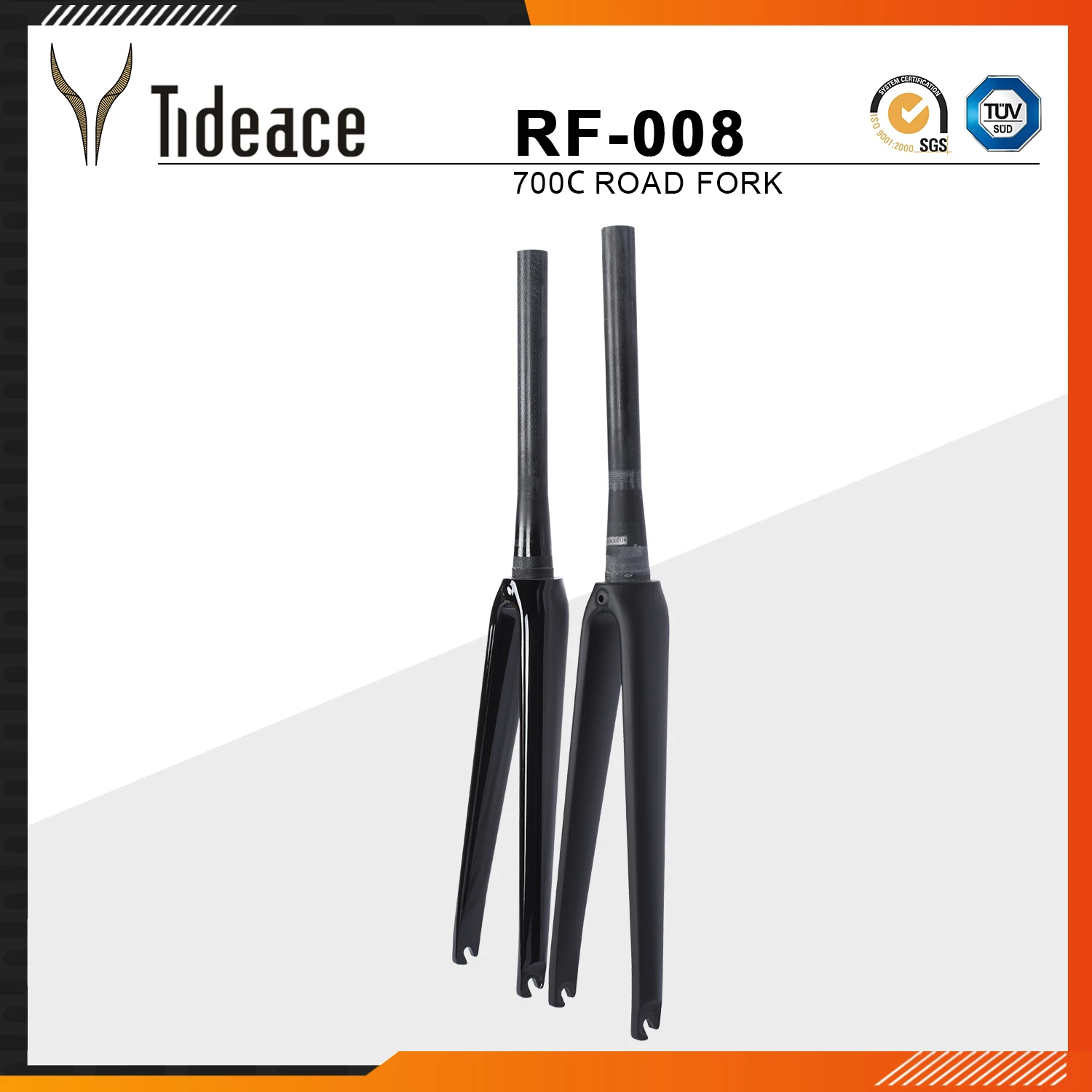 

Full Carbon 43mm offset Tapered road bicycle carbon bike fork 700C cycling racing carbon road bike fork 1 1/2'' V brake