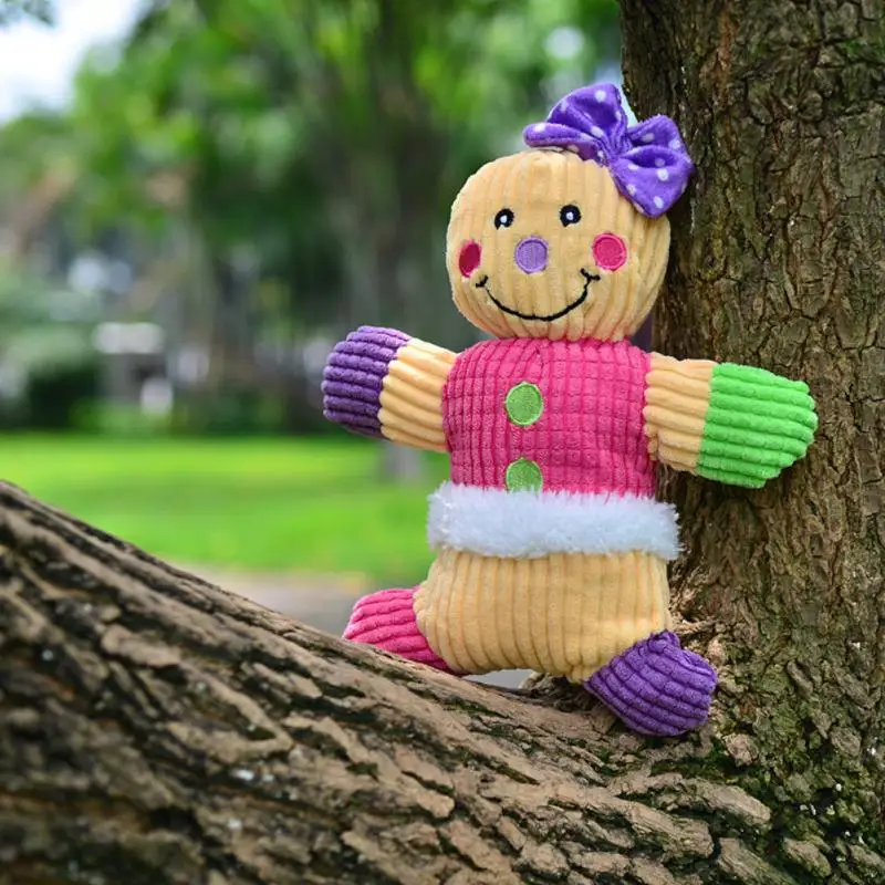 

Big Gingerbread Man Ornaments For Xmas Tree Pet Christmas Toy Sounding Plush Bite-resistant Toy Christmas Gift Holiday Decor