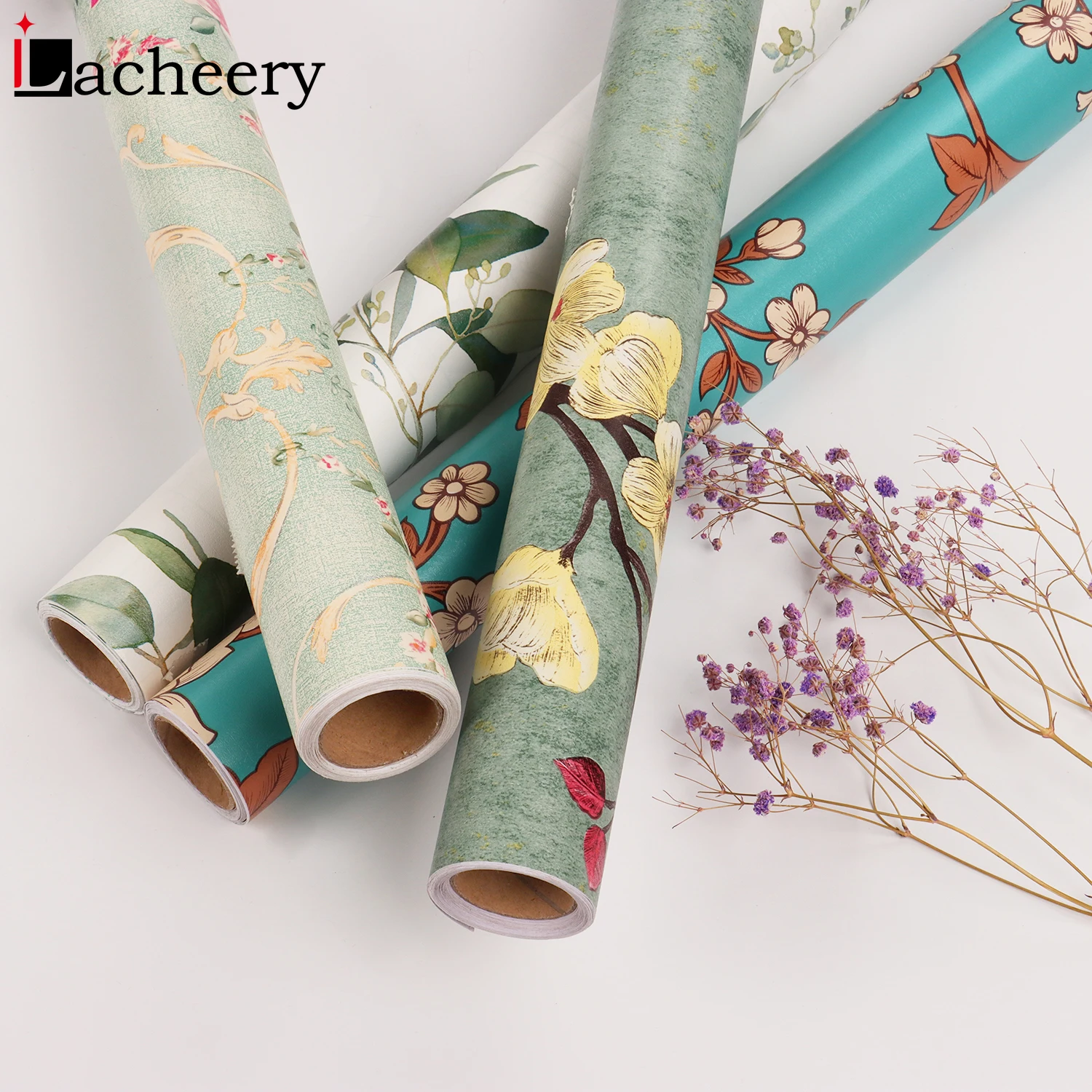 

Pastoral Floral Kapok Self-Adhesive Wallpaper Peel and Stick Removable Watercolor Seamless Prepasted Contact Paper Wall Mural