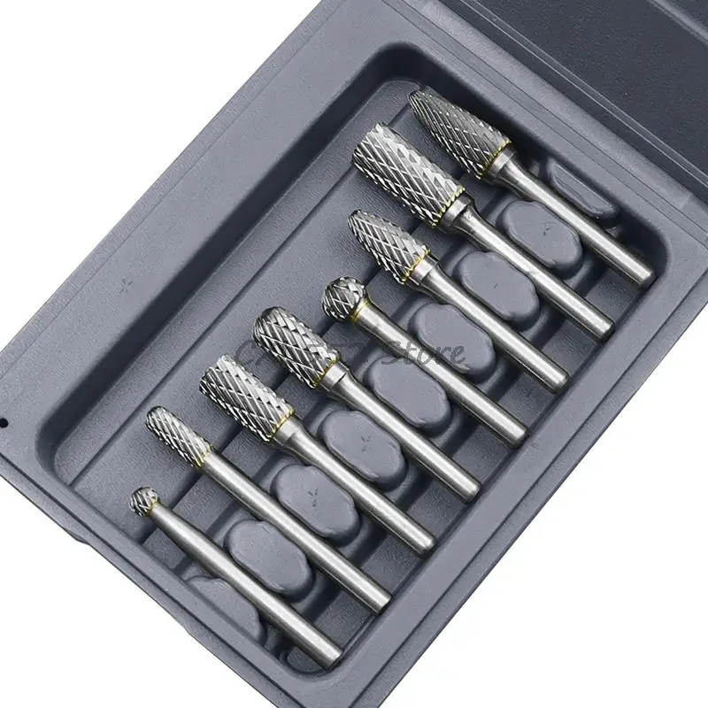 

8Pcs/set Carbide Double Groove Rotary File Tungsten Steel Double Groove Grinding Head Suit