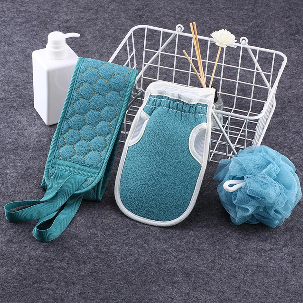

3pcs Exfoliating Washcloth Gloves Body Cleaning Brush Shower Ball Sponge Back Scrubber Removing Dry Bath Accessories
