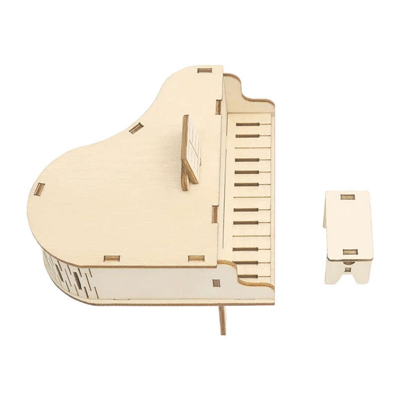 

Grand Piano Wood Hand Crank Music Box Office Decoration 3D Wooden Puzzle Science Experiment Production Kit