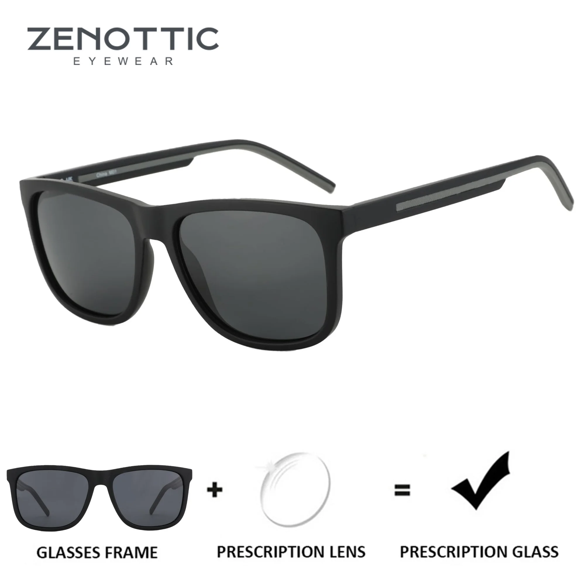 Фото Мужские поляризационные солнцезащитные очки ZENOTTIC — легкие квадратные мужские солнцезащитные очки в оправе TR90, защита UV400 №1
