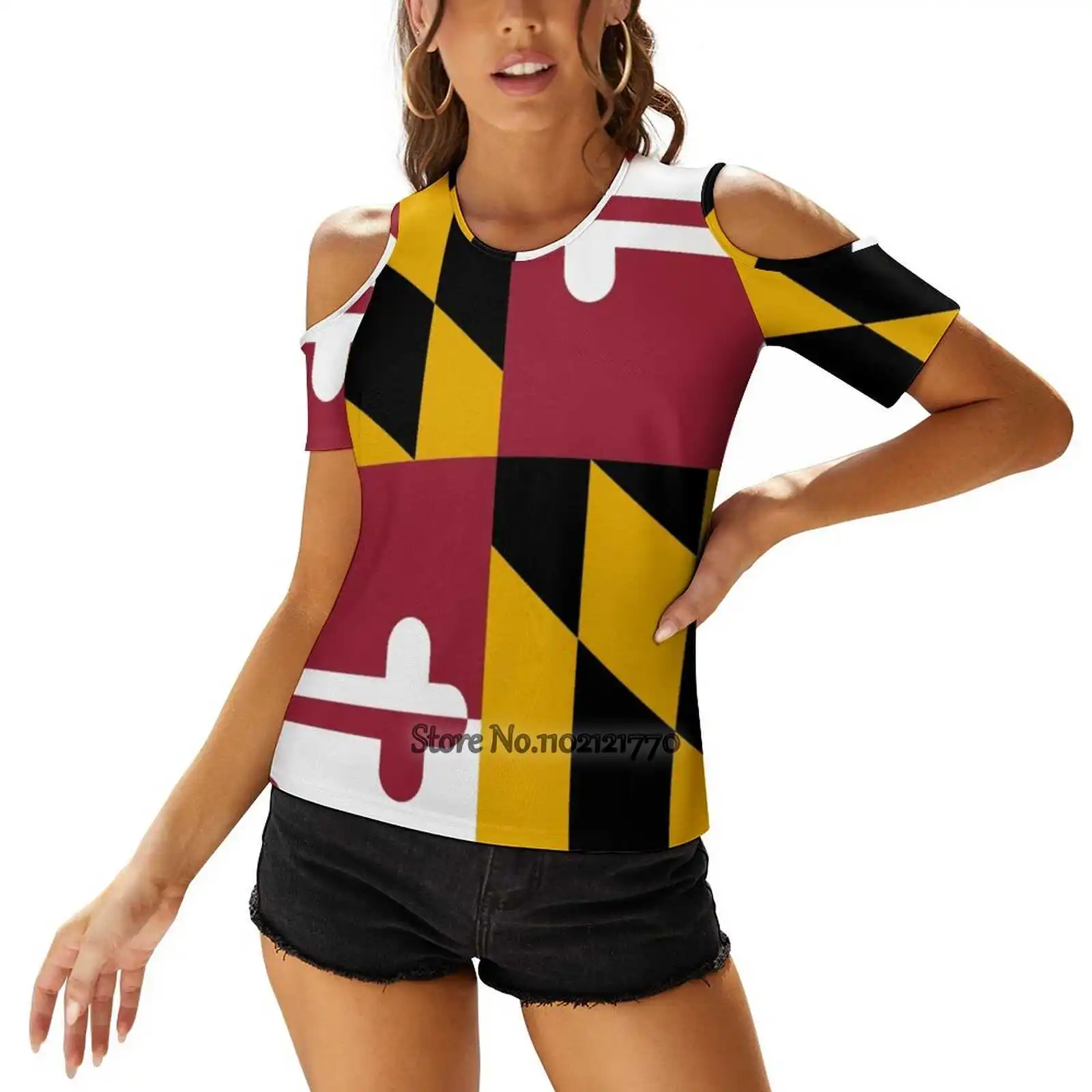 

Maryland Flag Fashion Print T Shirts Women Ladies Girls T-Shirt Harajuku Short Sleeve Tops & Tees Maryland Annapolis Baltimore