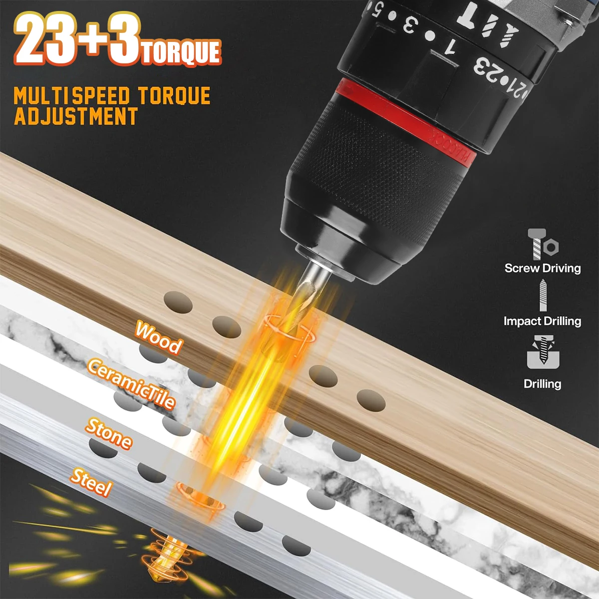 Беспроводная электрическая дрель WOZOBUY Аккумулятор 16