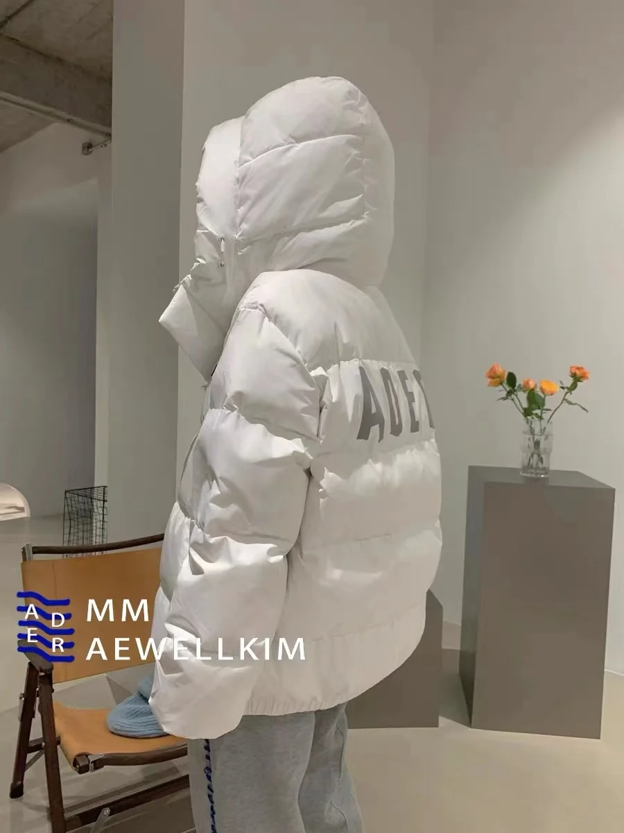 Ader error new Korean design couples down jacket letter reflective high quality men's and women's winter hoodies