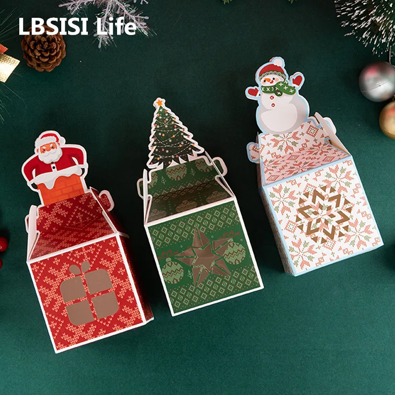 LBSISI Life 12pcs Christmas Gift Boxes For Cookie Candy Nougat Packaging Carnival Event Party Decoration Kids Favor Gift Boxes