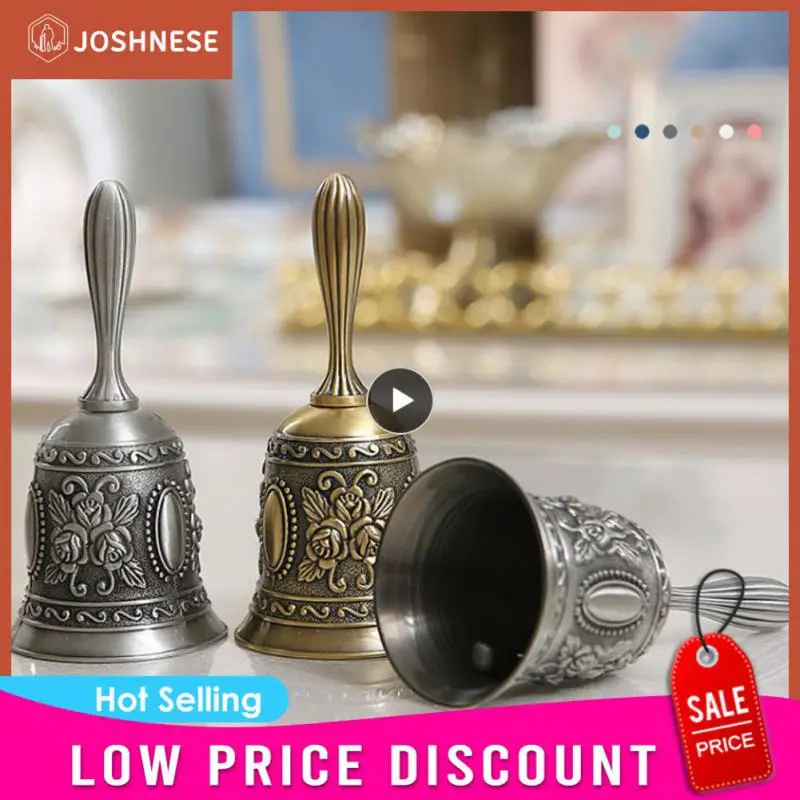 

Retro Chinese Mini Sculpture Brass Handicraft Bell Zinc Alloy Ornate Antique Hand Held Service Call Bell Home Decoration Unique