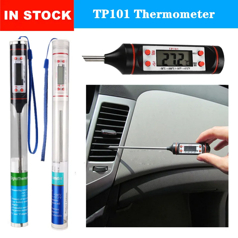 TP101 Car Air Condition Outlet Needle Type LCD Digital Gauge Check Kitchen Thermometer Range minus 50 to zero above 300 degrees