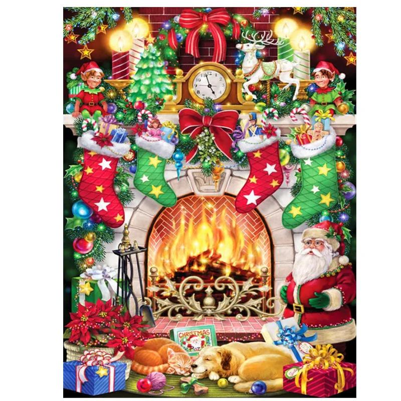 

5D DIY бриллиантовый рисунок Рождество носки вышитая мозаика Санта фото разы алмазное ремесло украшение для дома подарки