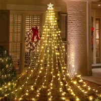new year christmas decoration string lights outdoor 8 modes led stars waterfall fairy lights garland for party wedding backyard