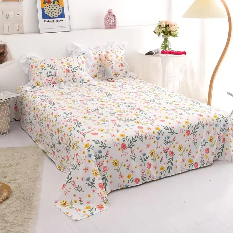 

1PCS Bed Sheet Plaid Rainbow Color Bed Sheets Soft Cotton For Queen/King Bed Size Home Fashion Bedding Cover