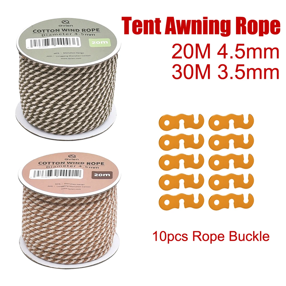 

Qvien Camping Tent Tent Awning Rope 20m/30m Fastener Canopy Non-Slip Reflective Wind Rope Cord Tightener Windproof Accessories