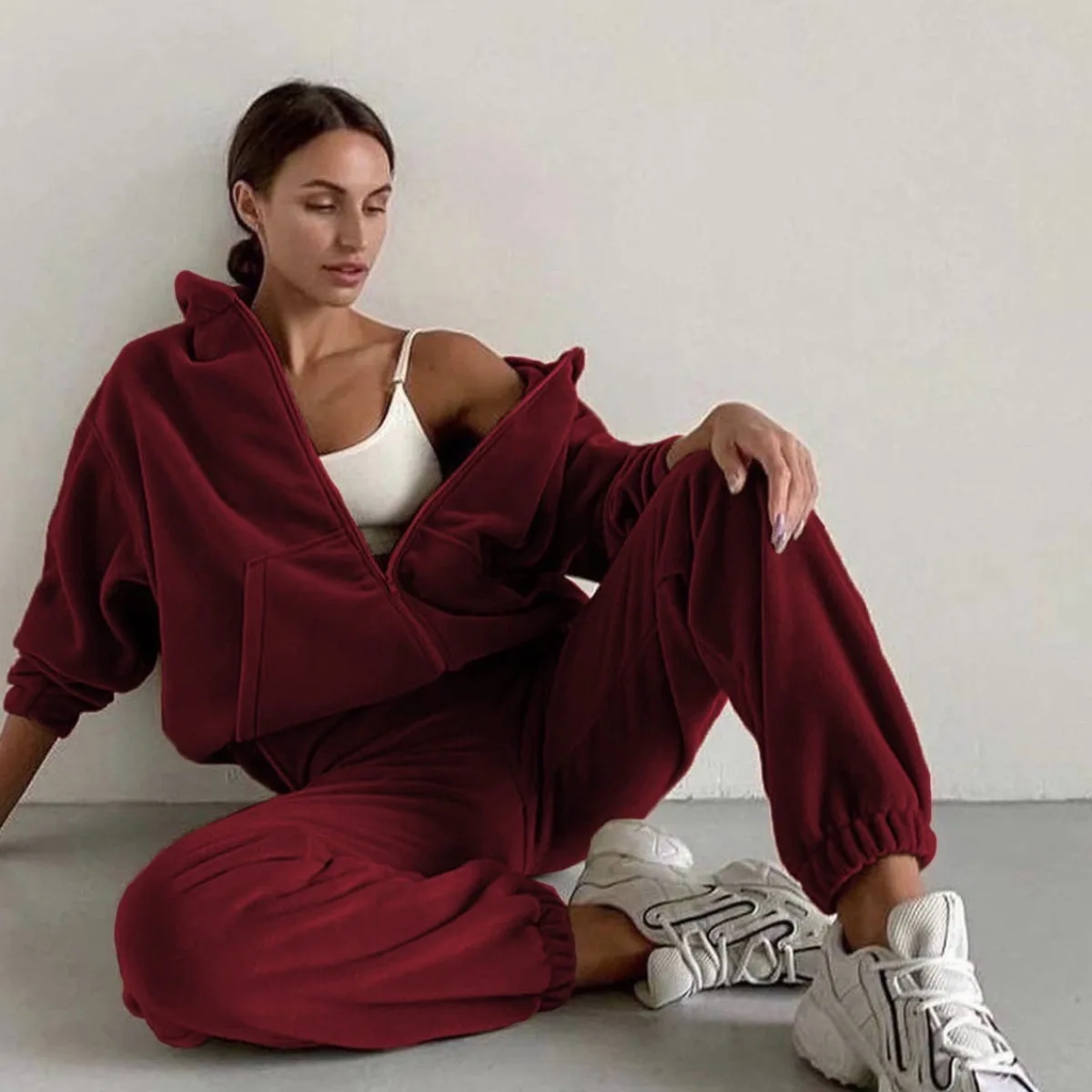 Y2k Autumn Winter 2 Piece Sets Womens Outfits Hooded Casual Sportswear Suit Fashion Pants Suit  Autumn Womens Clothing
