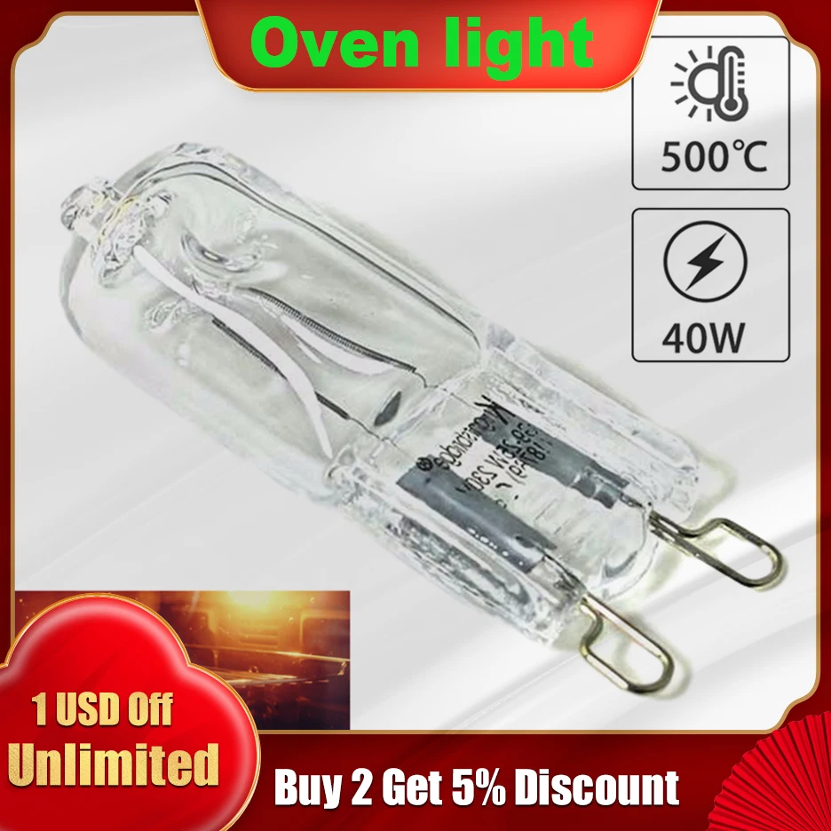 

40W G9 Oven Light High Temperature Resistant To 500 Degree Durable Halogen Bulb Lamp For Refrigerators Ovens Fans 220-240V