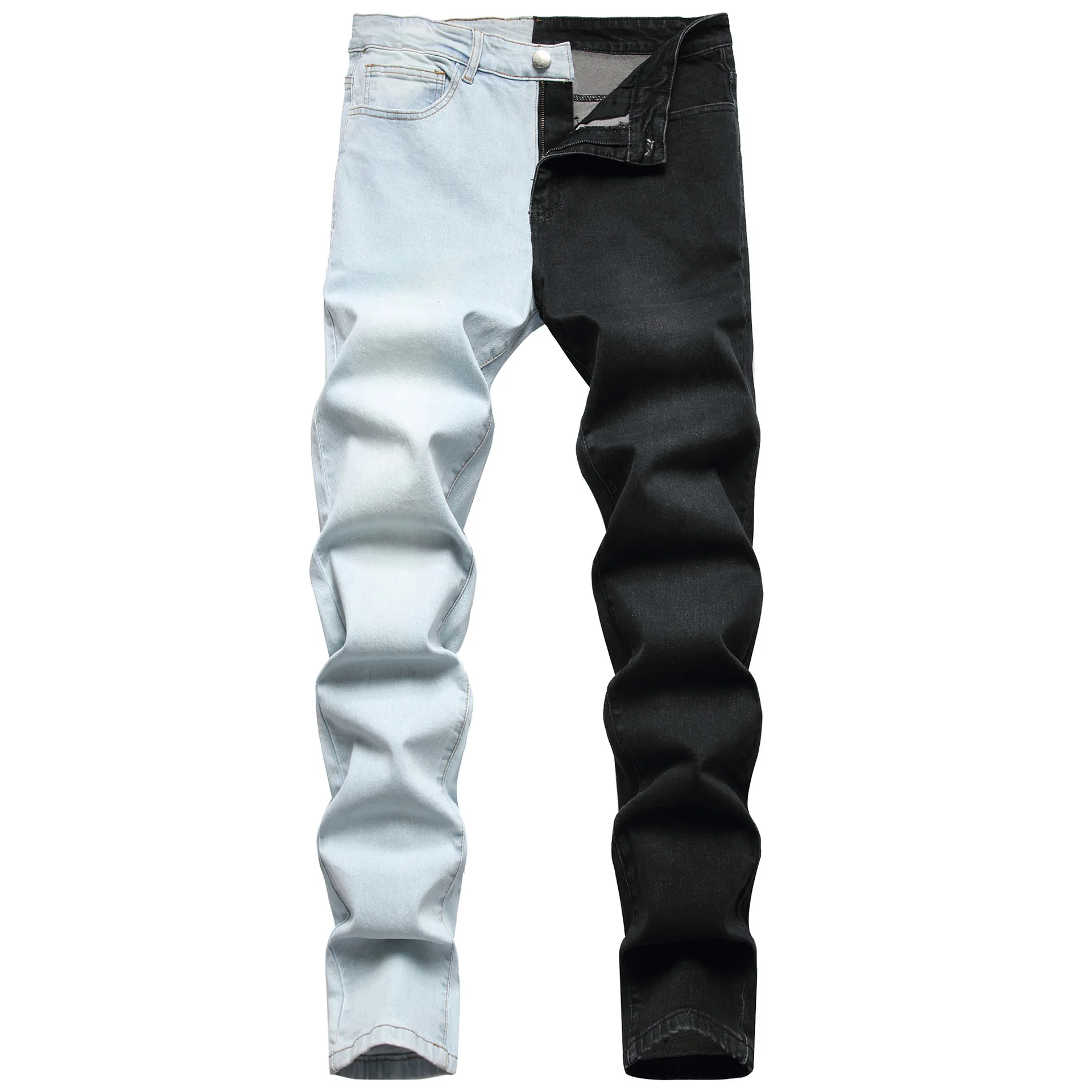 Autumn New Fashion Mens Jeans Stretch Skinny Patchwork Vintage Black Jean Men Y2K Streetwear Denim Goth Pants Vaqueros Hombre