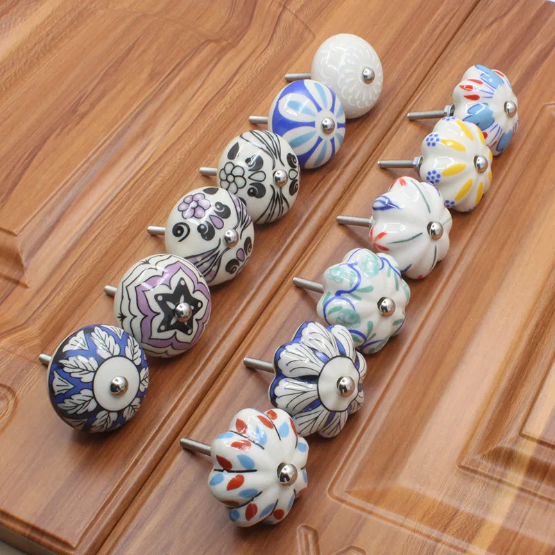 

Pumpkin Ceramic Handles Drawer Knobs Single Hole Closet Door Handles Cabinet Handles Cupboard Furniture Wardrobe Handle knobs