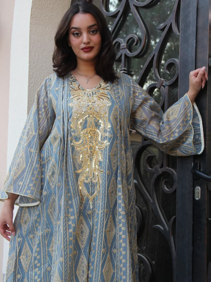 Eid Party Muslim Dress Women Abaya Ramadan Mubarak Dubai Turkey Islam Long Dresses Robe Caftan Morocco Sequins Vestidos 2023