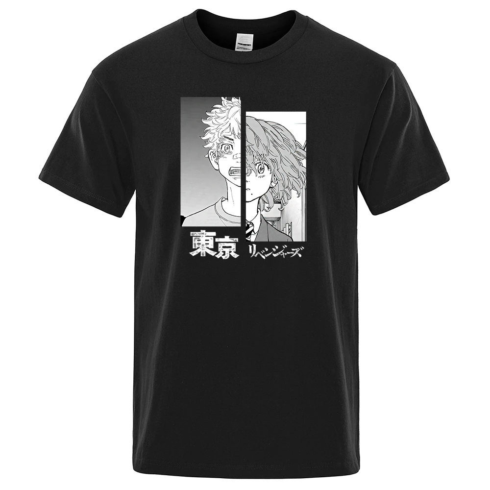 

Tokyo Revengers Tachibana Hinata Hanagaki Takemichi Print Tshirt Men Style Fit Top Retro Loose T Shirt Vintage Cool T-Shirt Male
