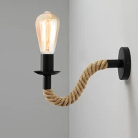 vintage hemp rope wall lamps wood wall lamp bedroom night lamp indoor lighting living room for home decor led wall light fixture
