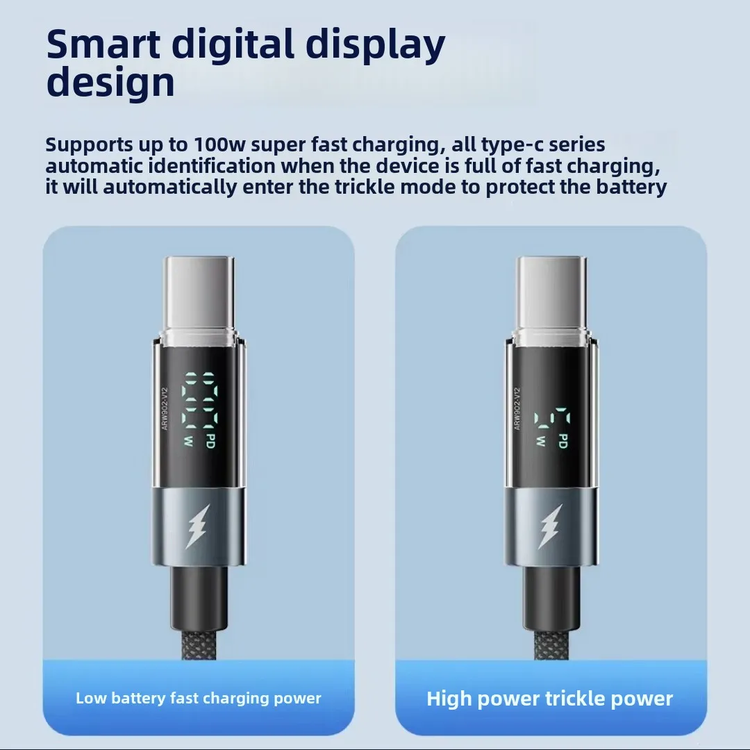 Интеллектуальный цифровой прозрачный PD кабель для быстрой зарядки данных 27 Вт