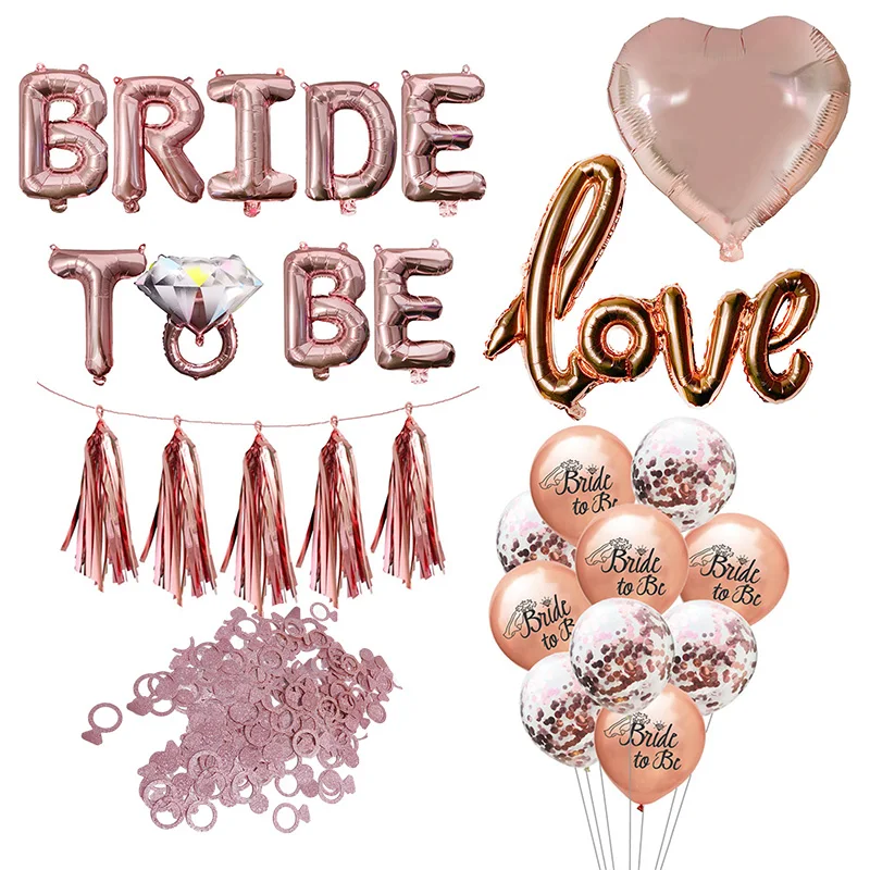 

Bride To Be Confetti Balloon Wedding Decorations Team Bride Bridesmaid Girl Hen Bachelorette Party Rose Gold Decoration Supplies