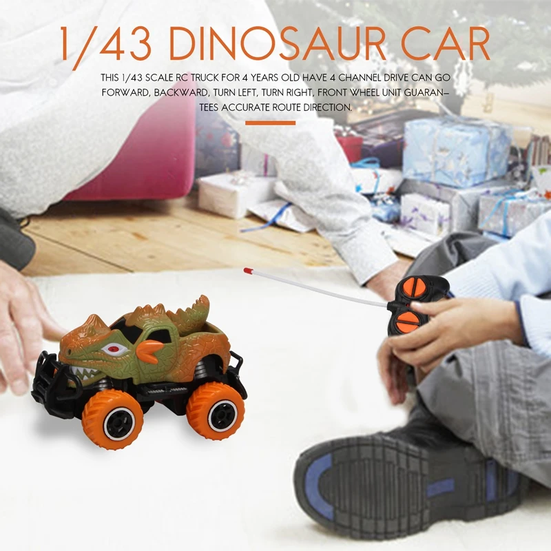 Игрушечный динозавр машинка на радиоуправлении для детей 3-7 лет 4-канальный