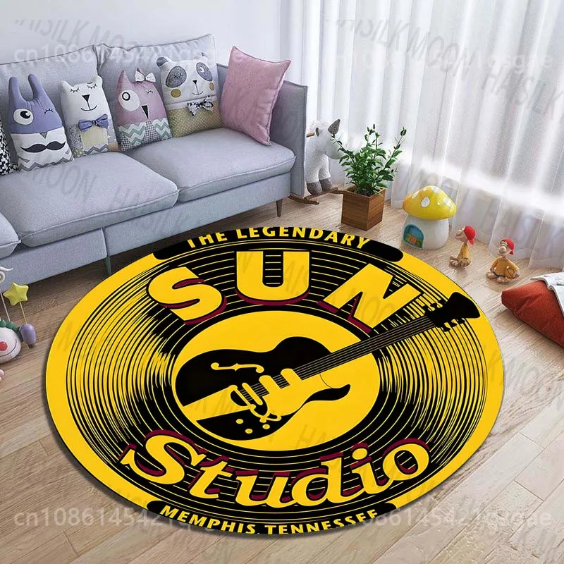 Фото Круглый ковер с логотипом Legendary Music Studio, для гостиной, под диван или стол, большой коврик для домашних животных, мягкий круглый ковер, декор для дома. №4