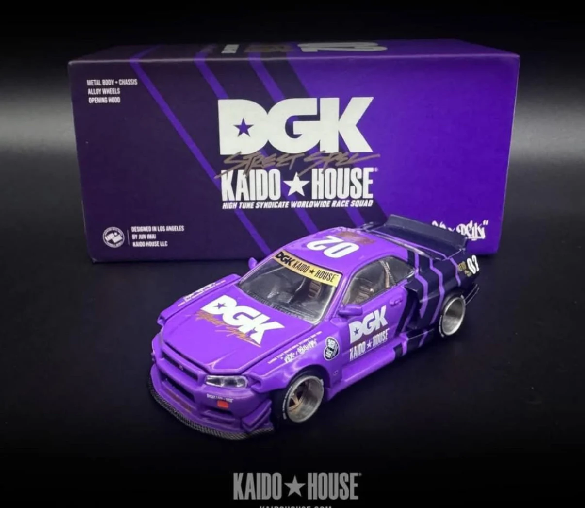 Модель автомобиля Kaido House Minigt 1:64 DGK NISSAN SKYLINE R34 из сплава