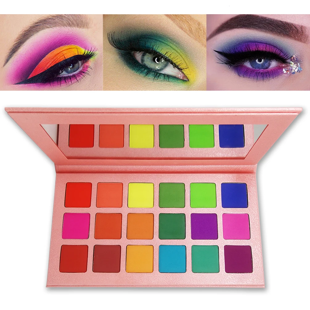 18-colors Pink Paper-tray Palette Waterproof Pigment Matte Shimmering Private Label Eyeshadow Custom Bulk Makeup Beauty