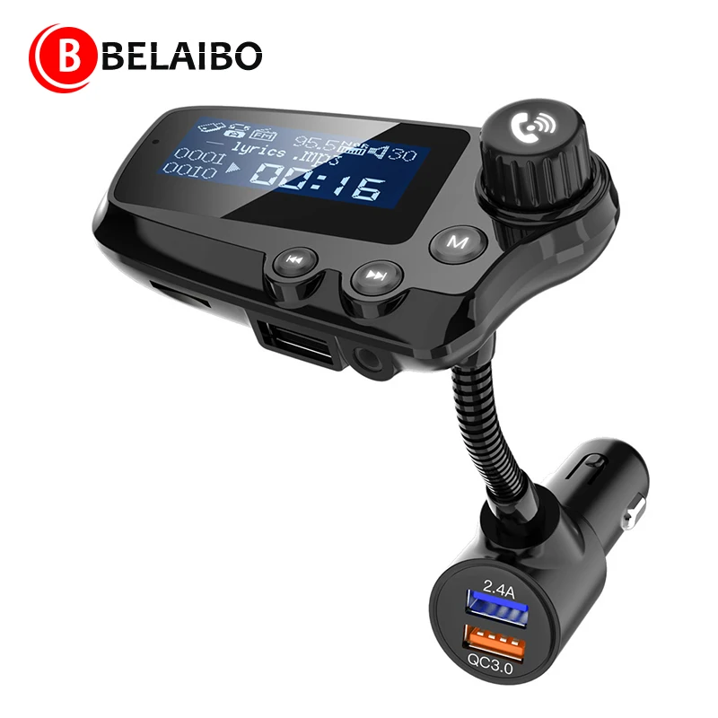 

Новый Автомобильный Bluetooth-совместимый MP3-плеер FM-передатчик светодиодный 3,5-дюймовым светодиодным экраном USB QC3.0 Быстрая зарядка автомобиль...