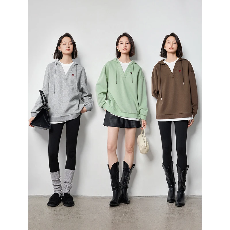 TOYOUTH женские толстовки с капюшоном осень 2024 новинка пуловер и вышивкой в виде