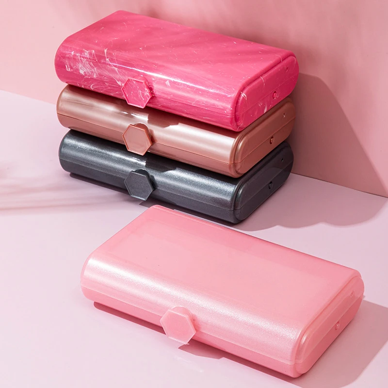 Двухслойная складная коробка для предметов с зеркалом ногтей/кисточкой макияжа