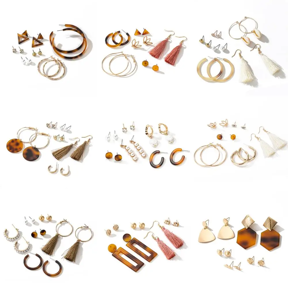 

Oversized Earrings Set Pearl Acrylic Dangle Drop Earrings For Women Big Circle Leopard Bohemia Brincos Fashion Jewelry 2020 New