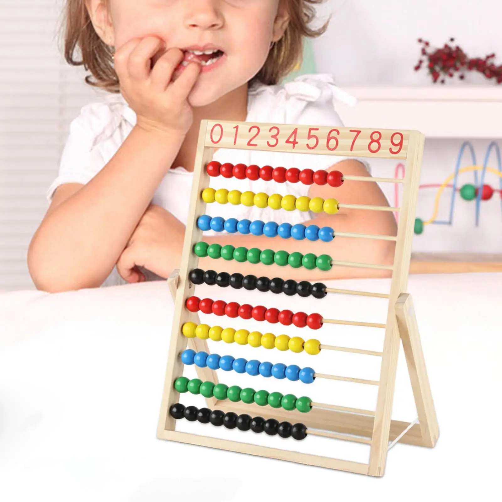 

Classic Wooden Abacus Wooden Construction Counting Ten Frame Set Abacus Educational Toy for Kindergarten Children Birthday Gift