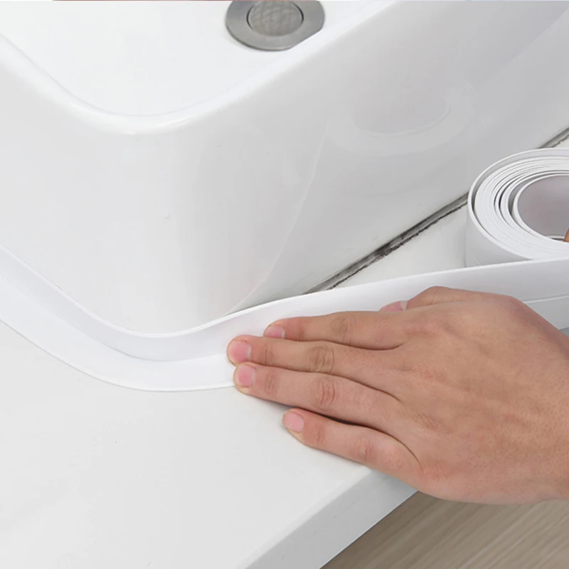 

White Folding Strip Tape Kitchen Sink Bathroom Sticker Waterproof Mildew Proof Self-Sealing Tape glue Kitchen Accessories